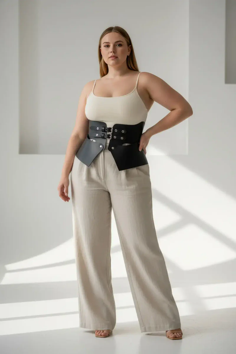 Wide faux leather festival waist