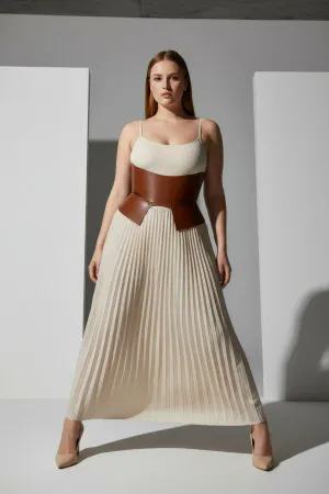 Plus Size Tan Women's Belt Corset Style Wide Waist Shaper - APFT611