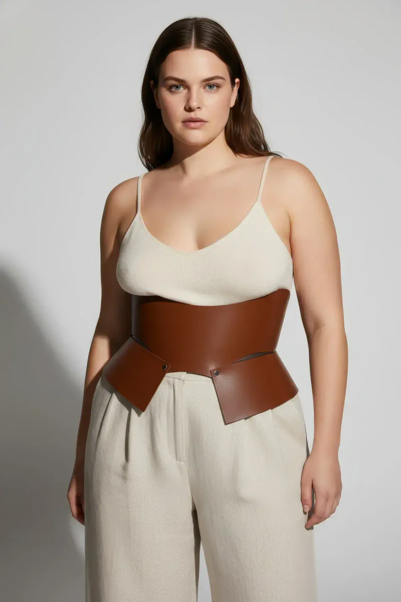 Structured Faux Leather Waspie Back