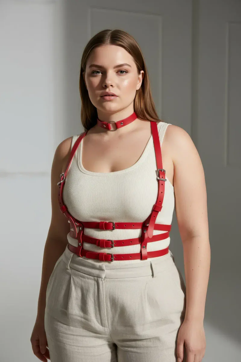 Casual Outfit Red Body Harness White