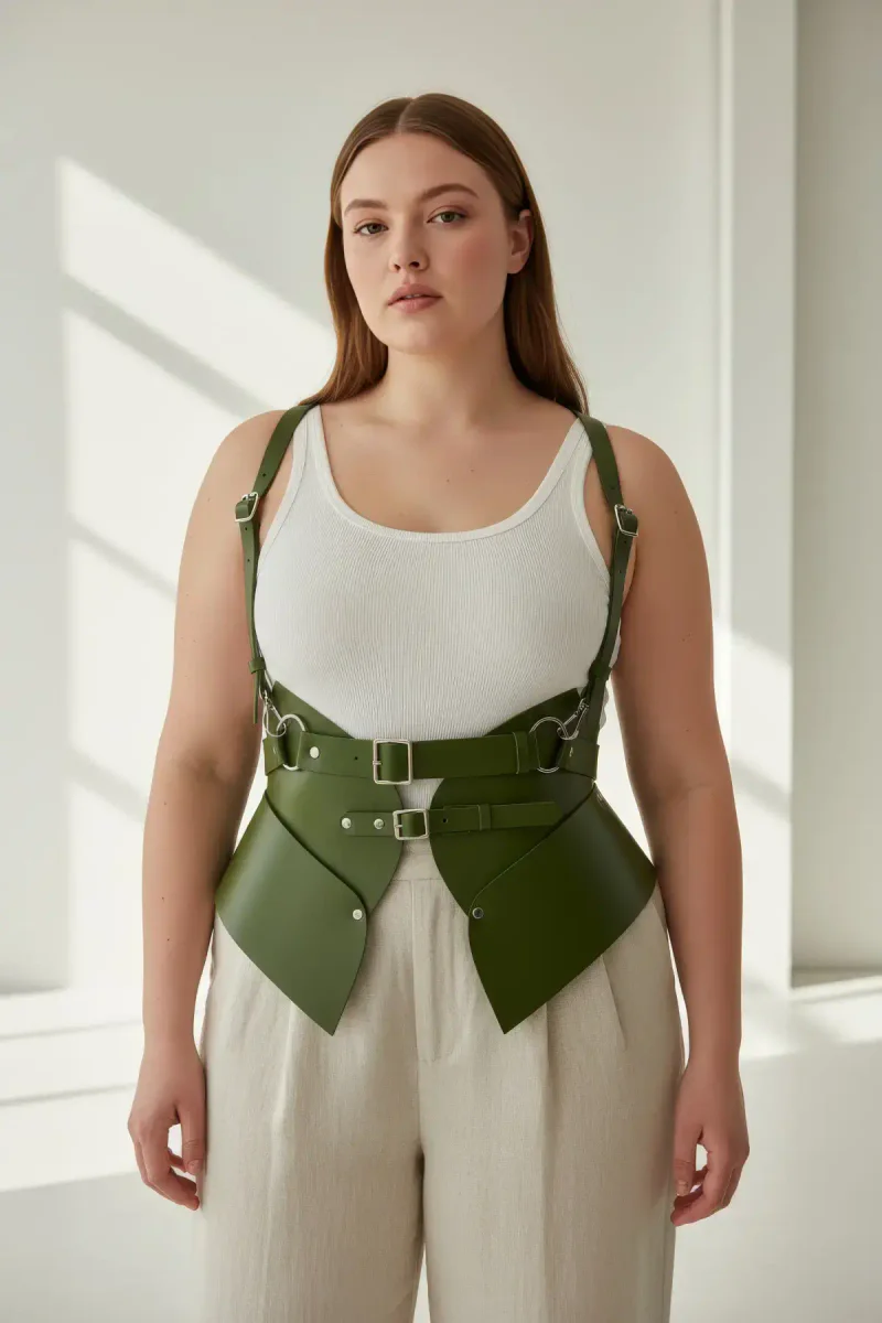 Olive Green Fashion Harness with shoulder straps
