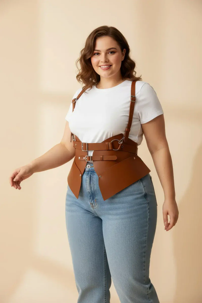 Caramel Faux Leather Waist Cincher