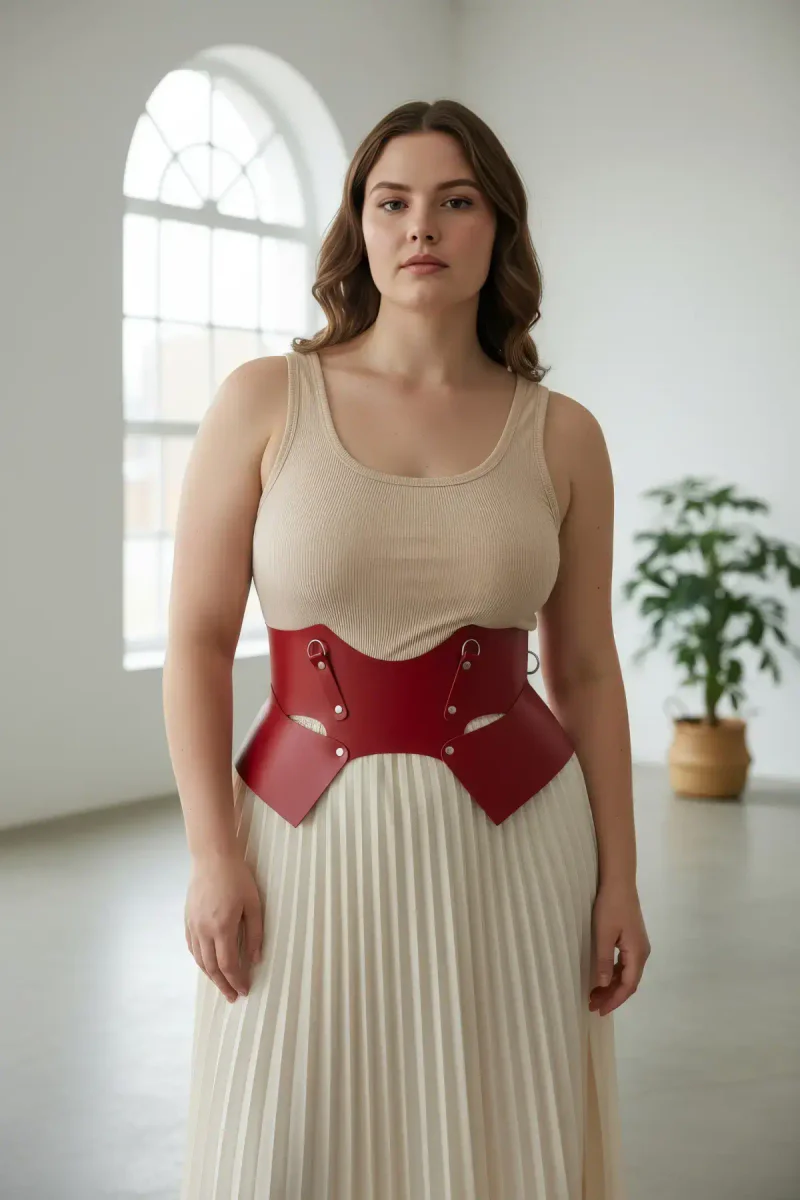 Sculpted faux leather waist harness