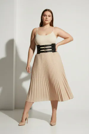 Plus Size Black Women's Corset Belt with Three Buckles Wide Waist Shaper - APFT624