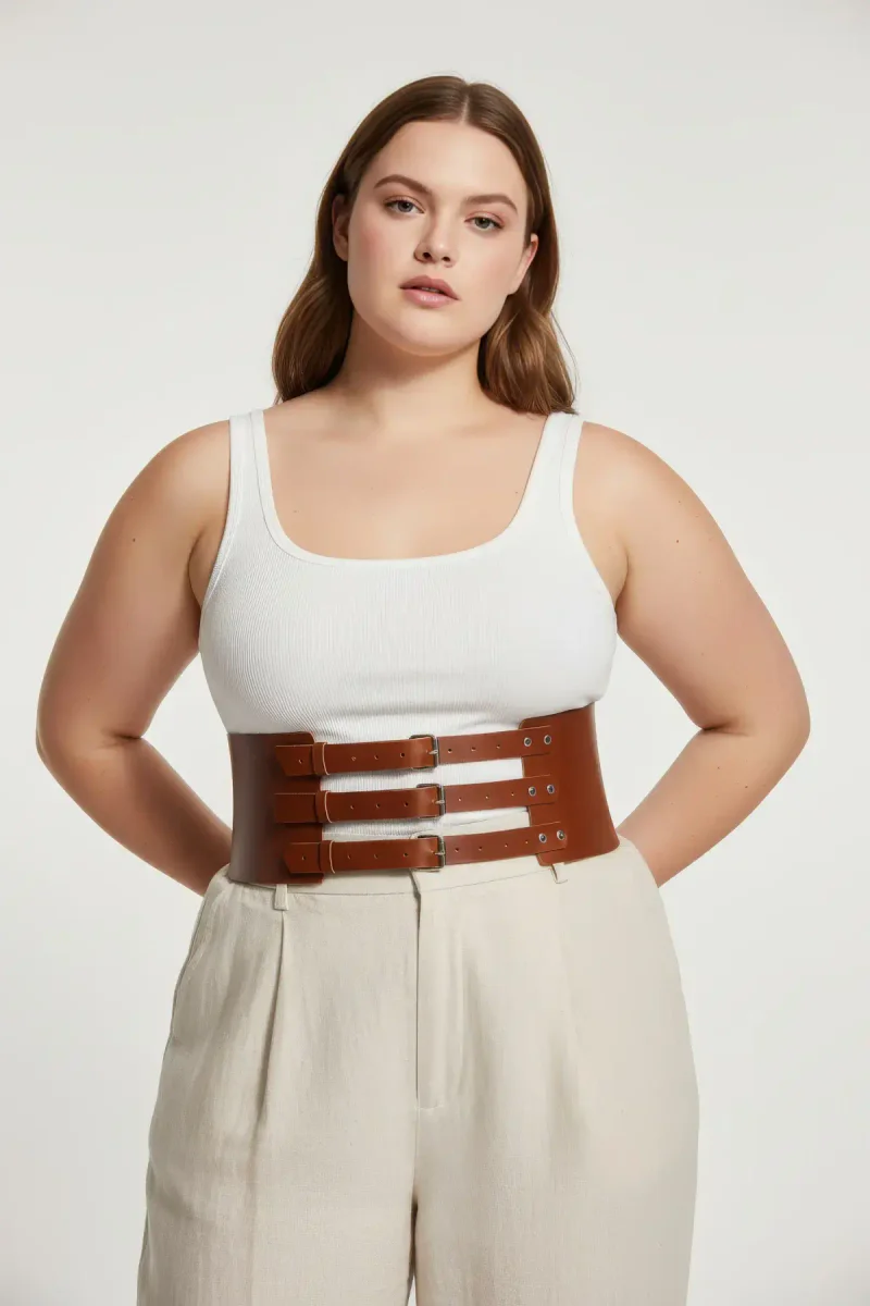 Festival brown wide waist cincher