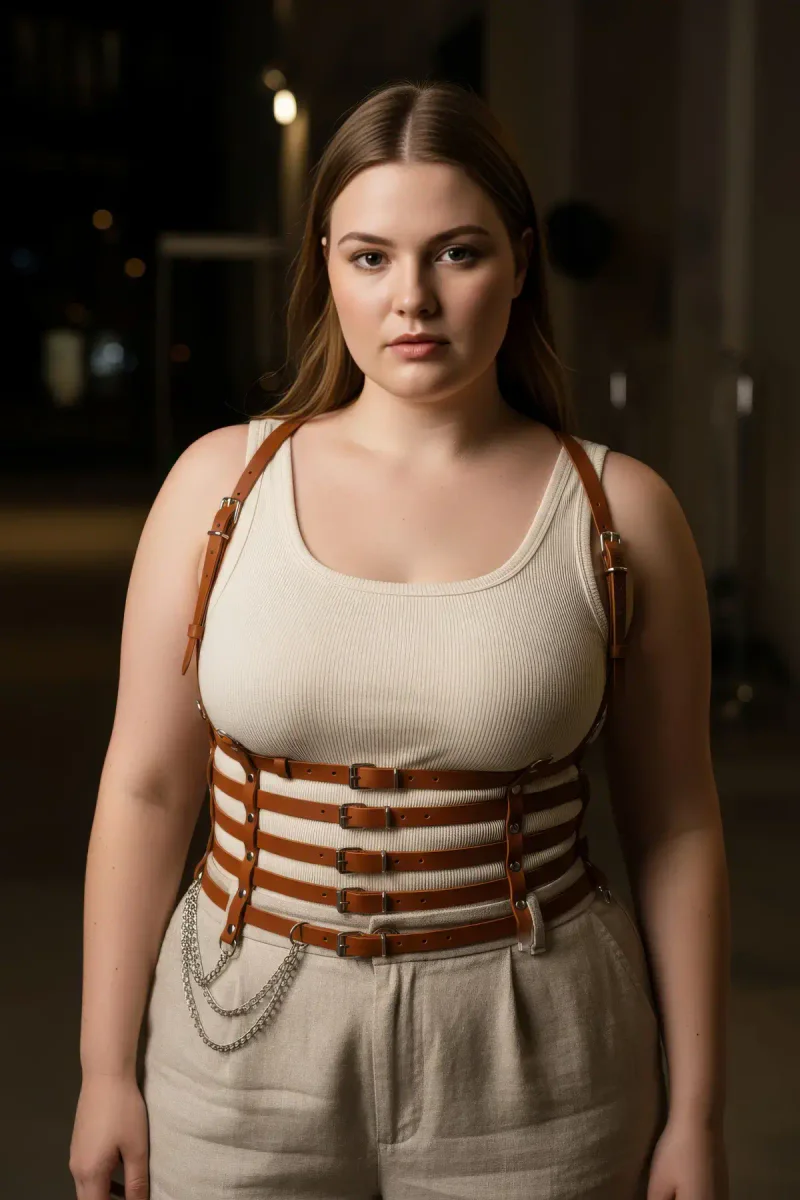 Tan Faux Leather Corset Body