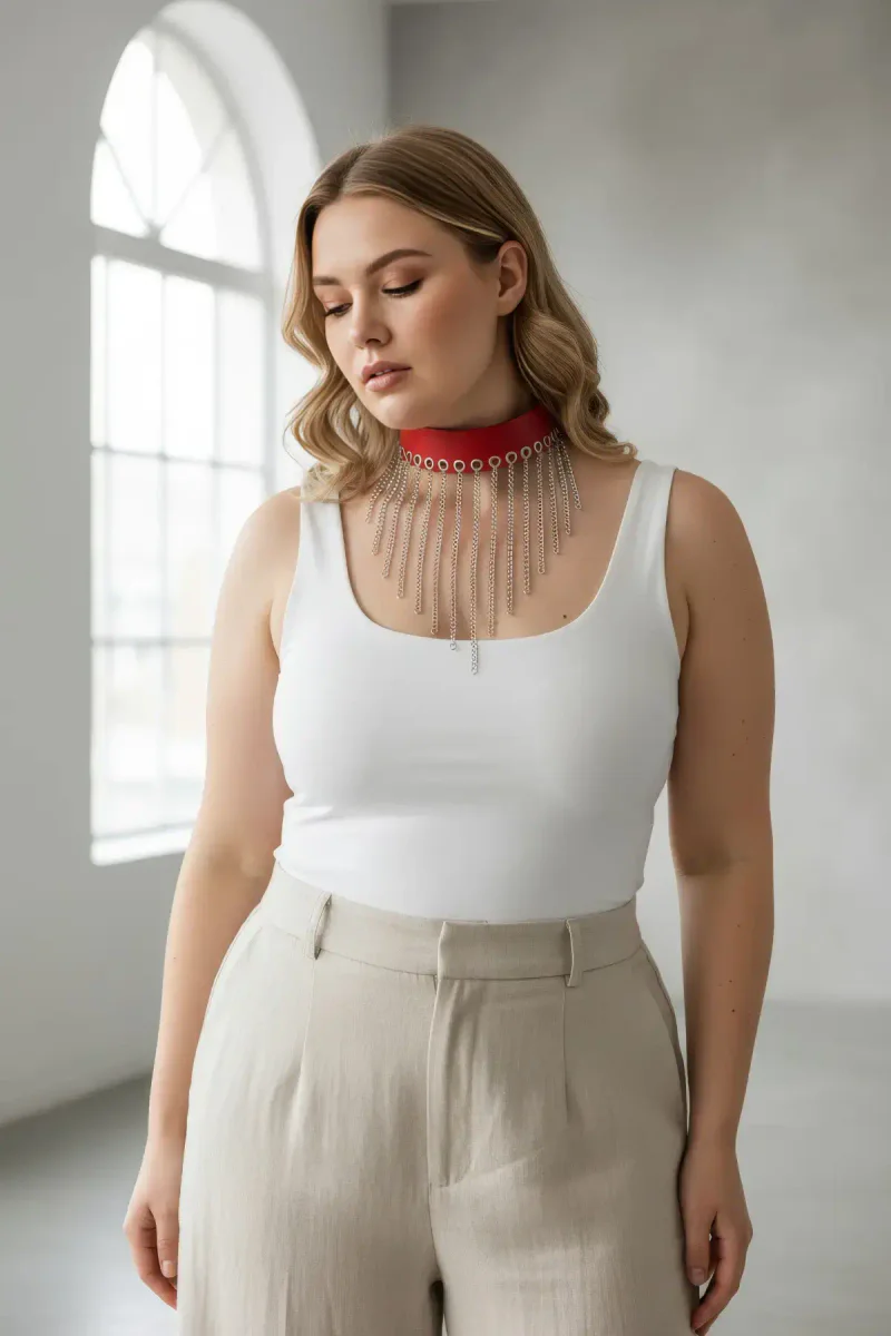 Cascading Chain Tassel Choker Close
