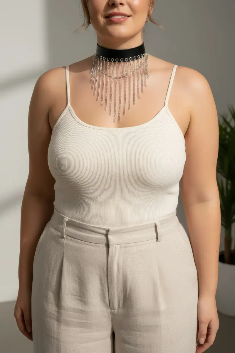Draped Chain Choker Side Profile Vegan