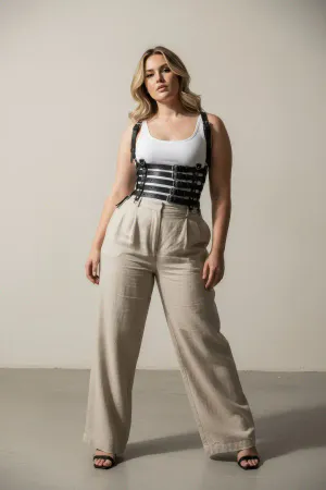 Plus Size Black Women's Belt Leather Body Harness Corset Style - APFT630