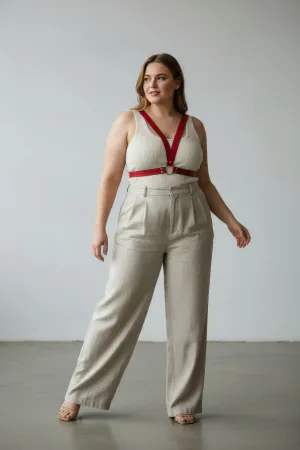 Large Size Red Women's Leather Body Belt Complementing the Aesthetic Combination - APFT633