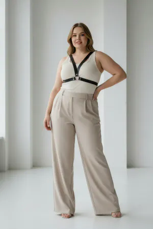 Large Size Black Women's Belt Leather Harness Style Combination Complement - APFT633