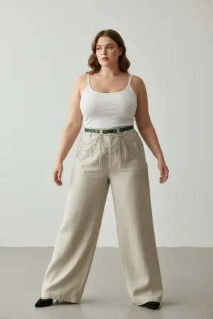 Plus Size Green Women's Belt with Multi-Layered Chain Detail - APFT729