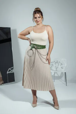 Plus Size Green Women's Belt Chain Detailed Thick Model - APFT731