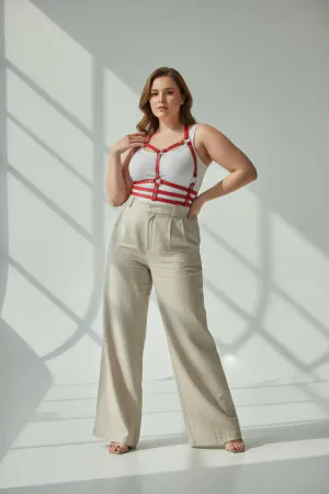 Plus Size Red Women's Belt Leather Harness Corset Style Body Accessory - APFT760