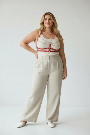 Plus Size Red Women's Belt Chain Detailed Leather Body Accessory - APFT808