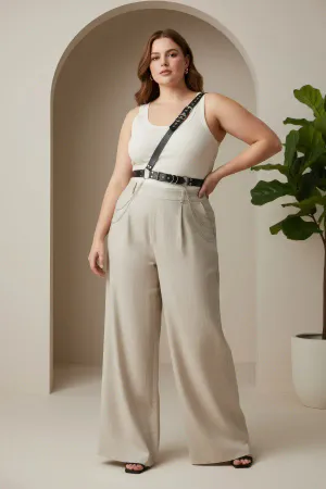 Plus Size Black Women's Belt Chain Detailed Body Harness Style Body Accessory - APFT813