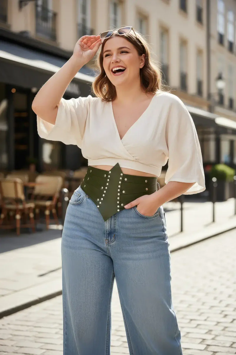 Khaki Waspie Belt Faux