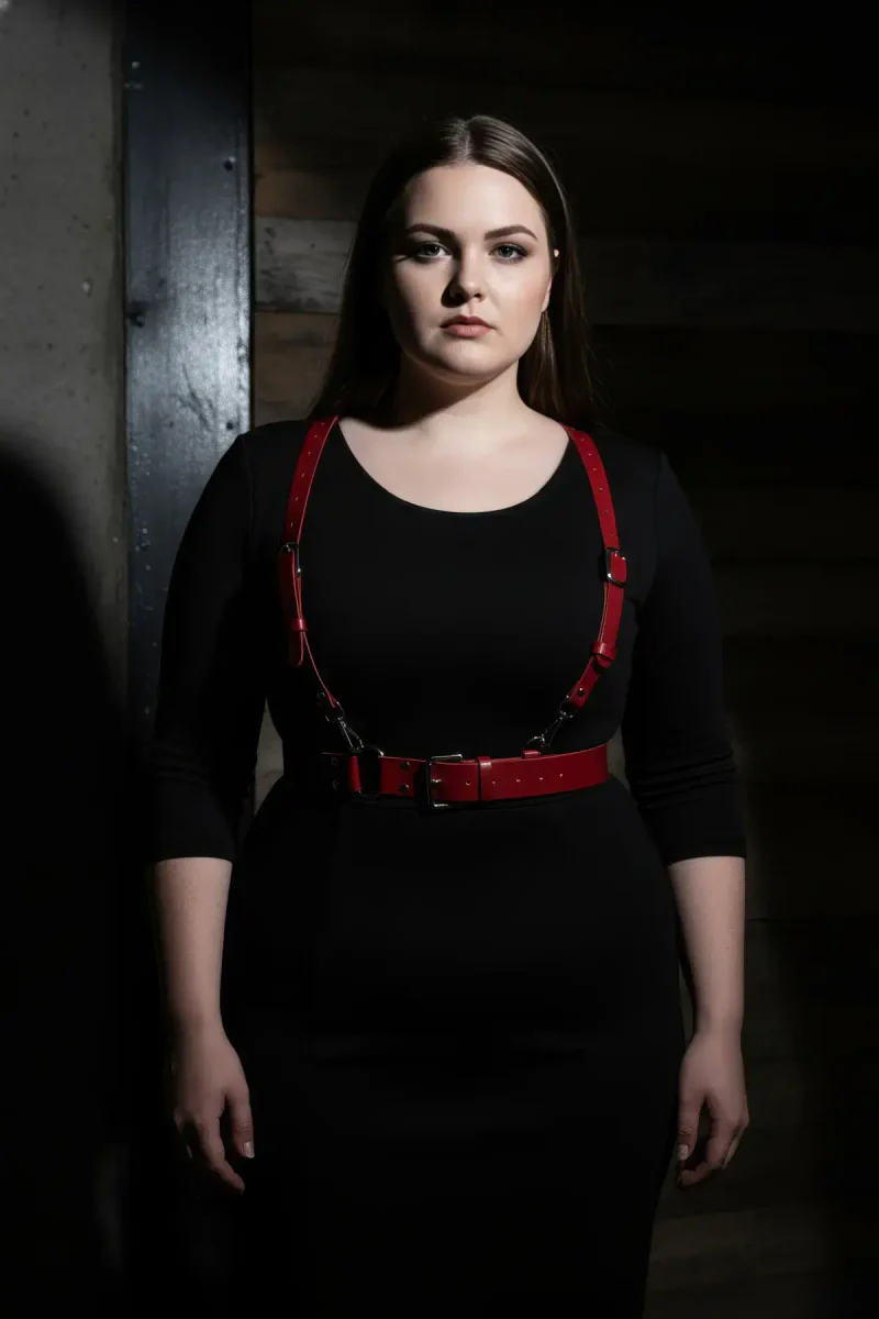 Vegan Leather Body Harness Red