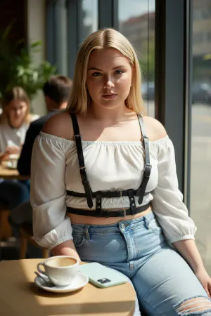 Plus Size Black Women's Belt Adjustable Body Accessory with Leather Harness Look - APFT941