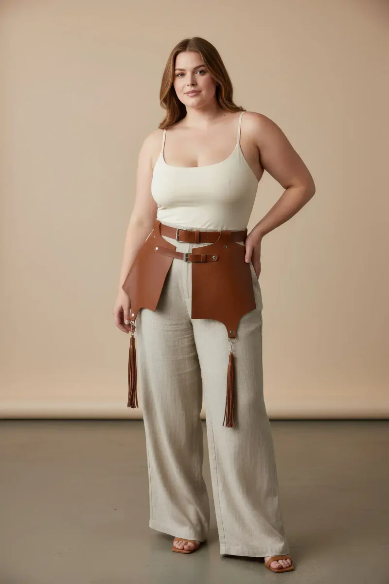 Faux Leather Hip Overlay brown festival outfit