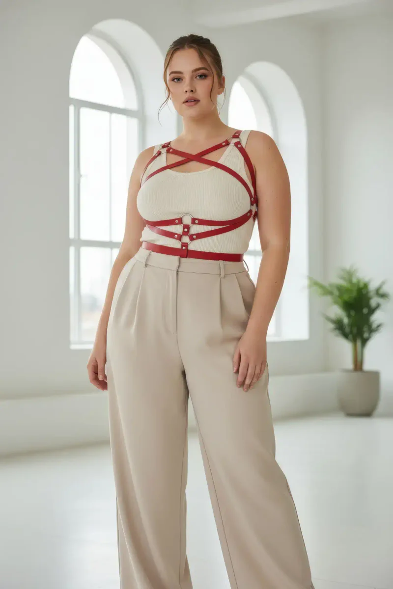Red Vegan Leather Crisscross Body