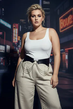 Plus Size Black Women's Belt Chain Detailed Corset Design - APFT1121