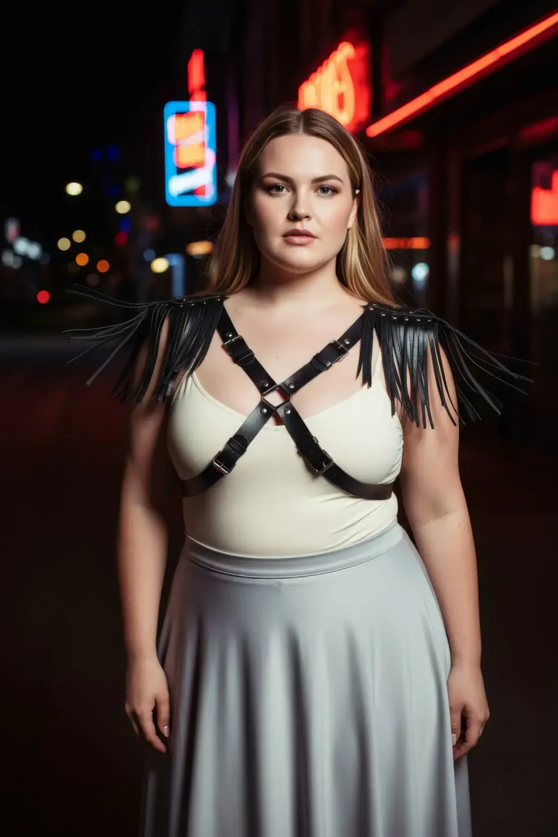 Fashion Body Harness Black Faux Leather