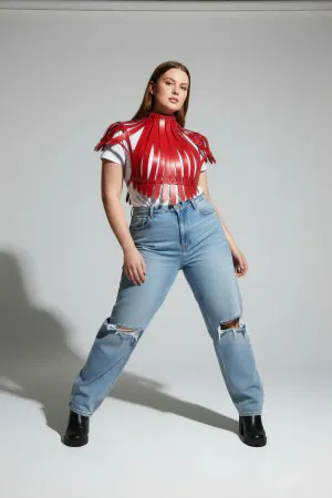 Large Size Red Women's Belt Statement Body Accessory with Leather Strap - APFT1257