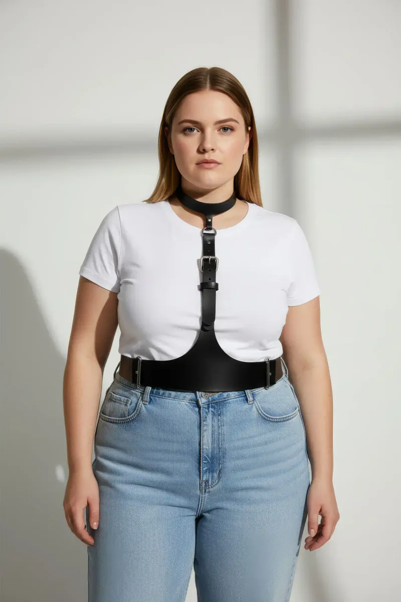 Black Faux Leather Underbust Harness