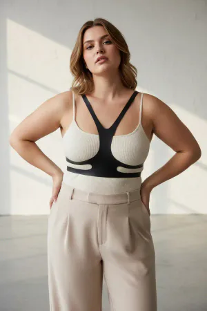 Plus Size Black Women's Belt Harness Style Leather Body Accessory - APFT1374