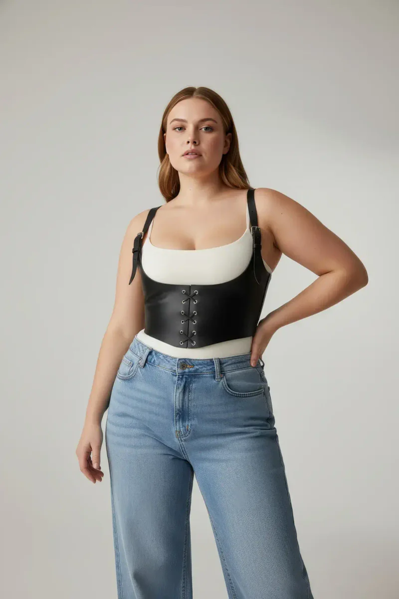 Faux leather festival corset