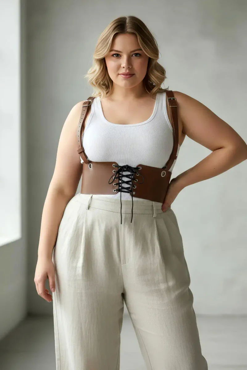 fashion harness belt brown with adjustable shoulder straps