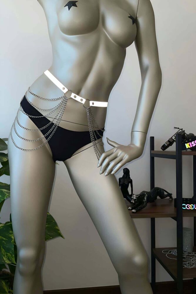 Waist Belt Harness with Chain and Reflectors for Night Wear - 1