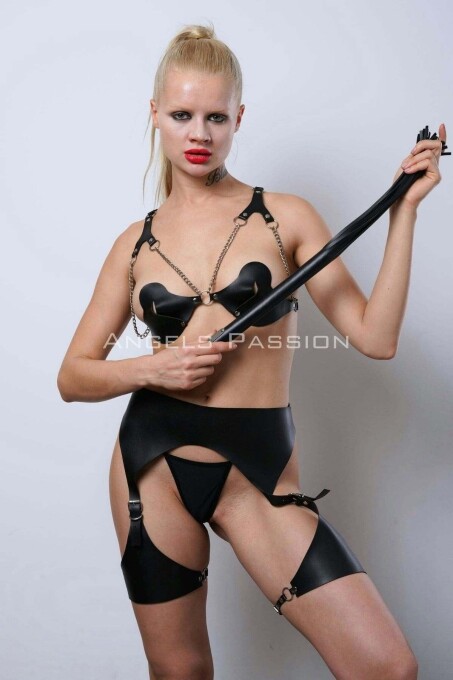 Whipped Leather Mistress Garter Set, Fantasy Underwear - 4