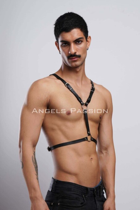 Winged Leather Men's Chest Harness with Angel Wings - 4