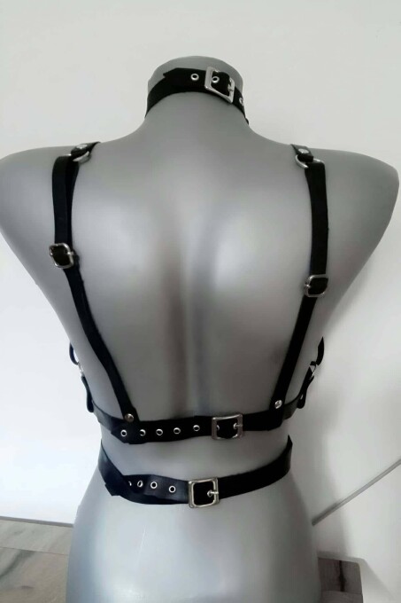 Women's Fancy Leather Wear, Leather Chest Harness - 4